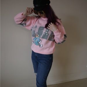 Pink City scene sweater